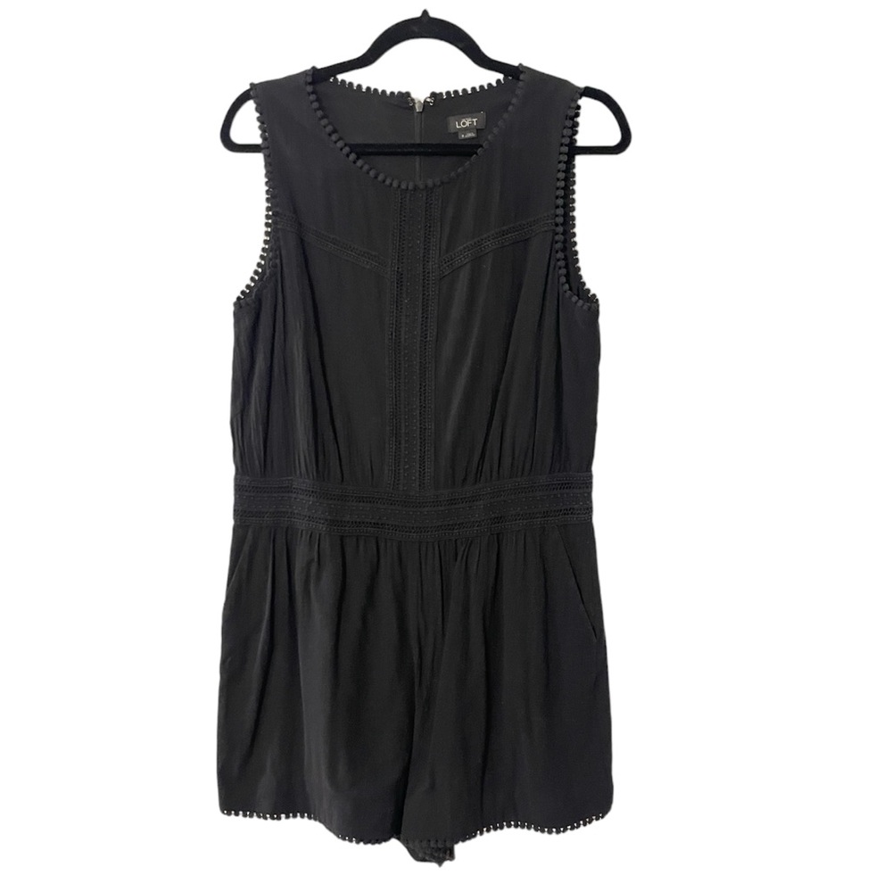 LOFT 100% Cotton Black Boho Sleeveless Romper Sz 8
